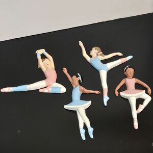 Vintage Set 4 Ballerina Dancer Wall Plaques Burwood Decor Ballet Dancers MCM 6"